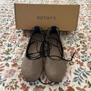 Rothy's Women's Brown Sparkle Flats with Black Laces